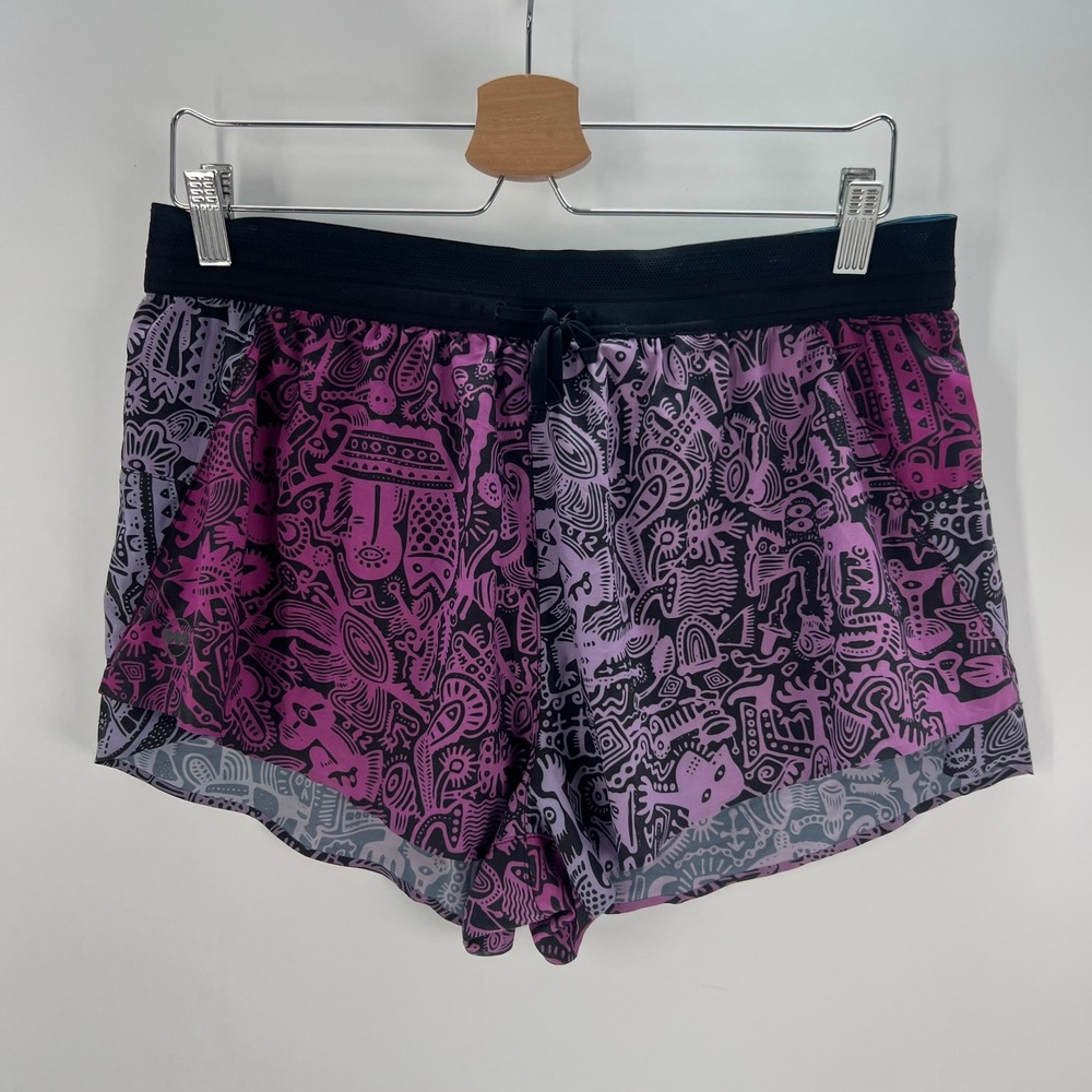 Janji Women L Purple Pink Abstract Print Athletic Running AFO Shorts